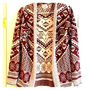 Maroon and cream sweater